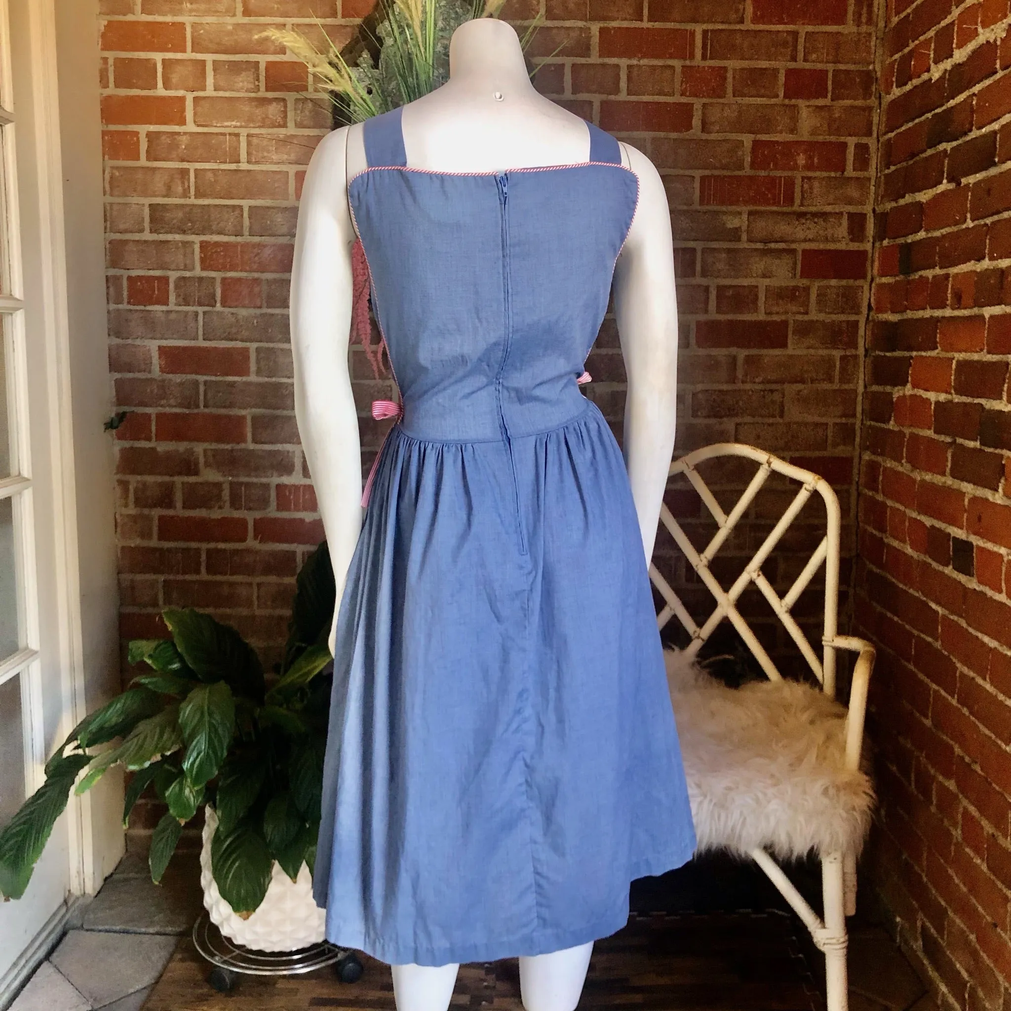 1970s Chambray Side Tie Dress