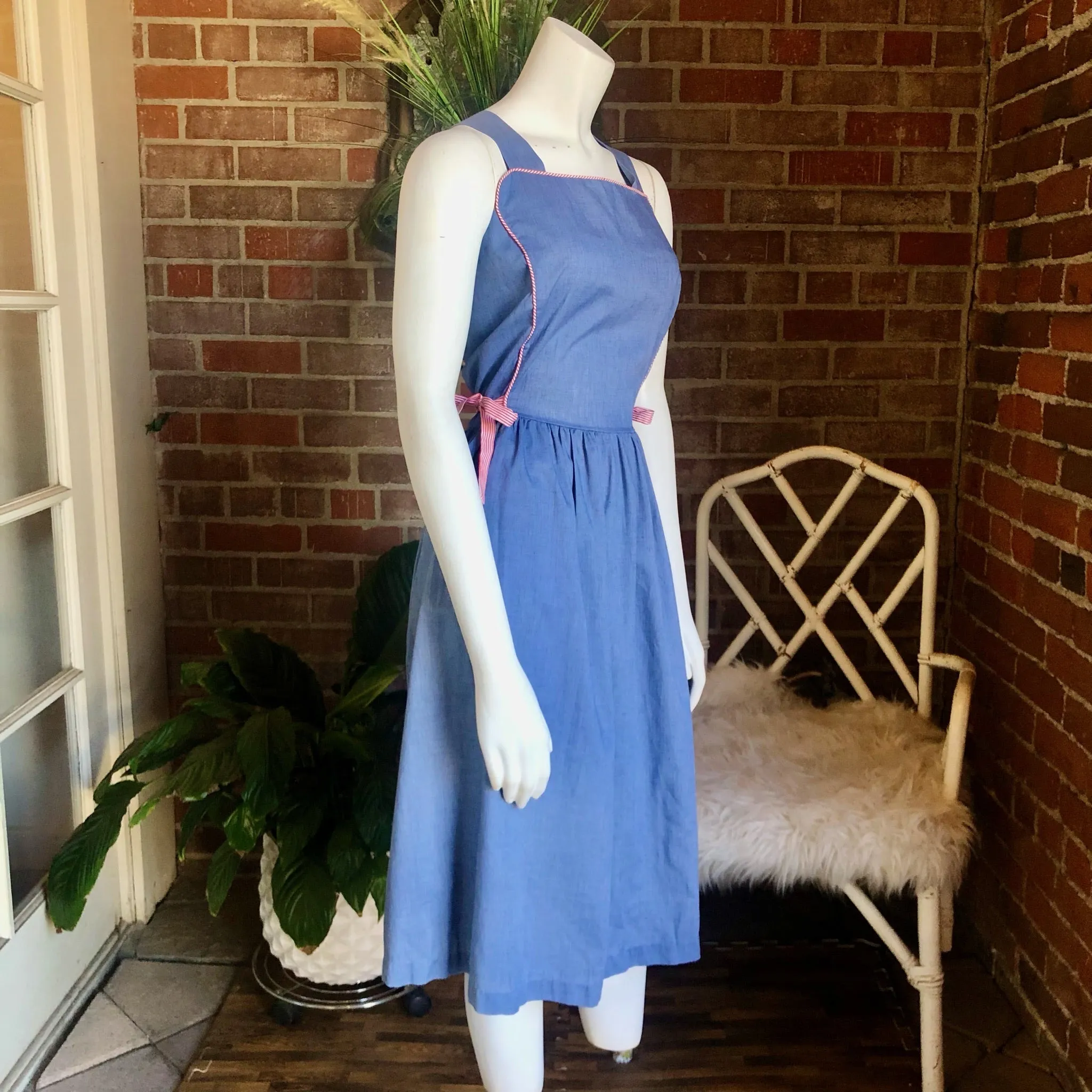 1970s Chambray Side Tie Dress