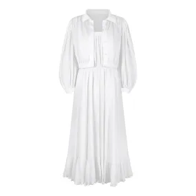 1970s French Haute Couture White Jersey Dress and Jacket
