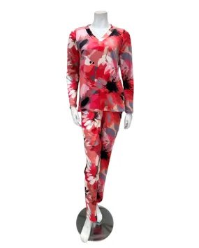 4301 Fuchsia Mix Floral Tones Copper Velour Pajamas Set