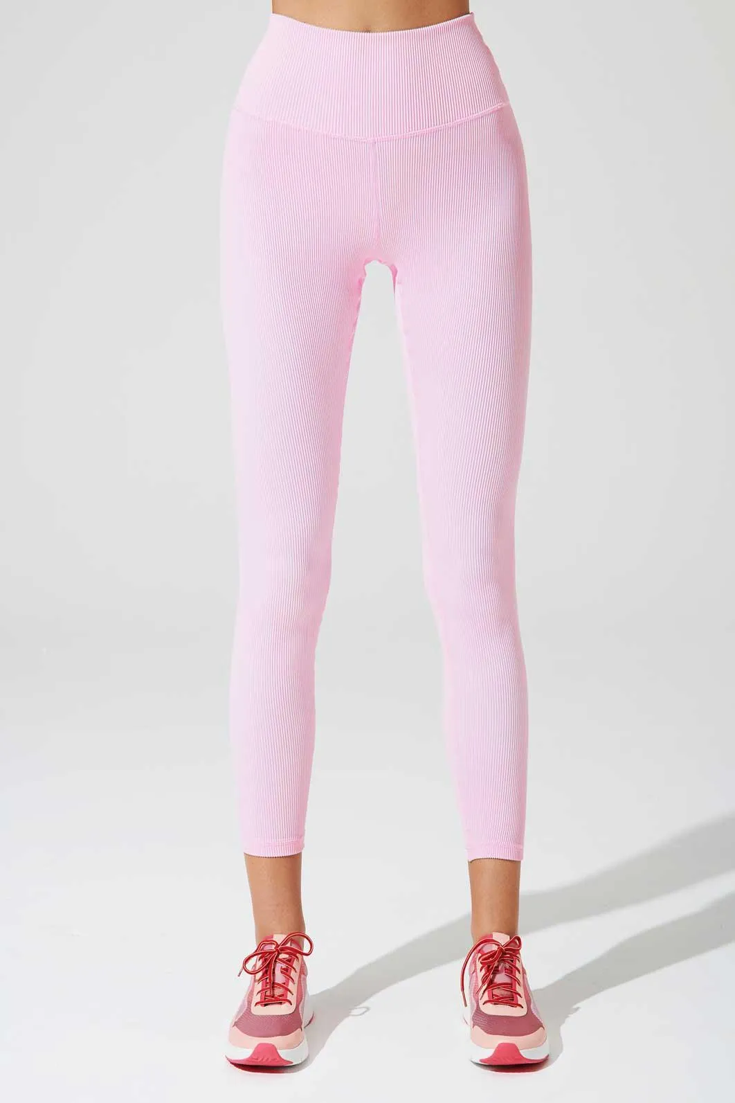 7/8 High Waist Ribbed Legging - Gilly Pink