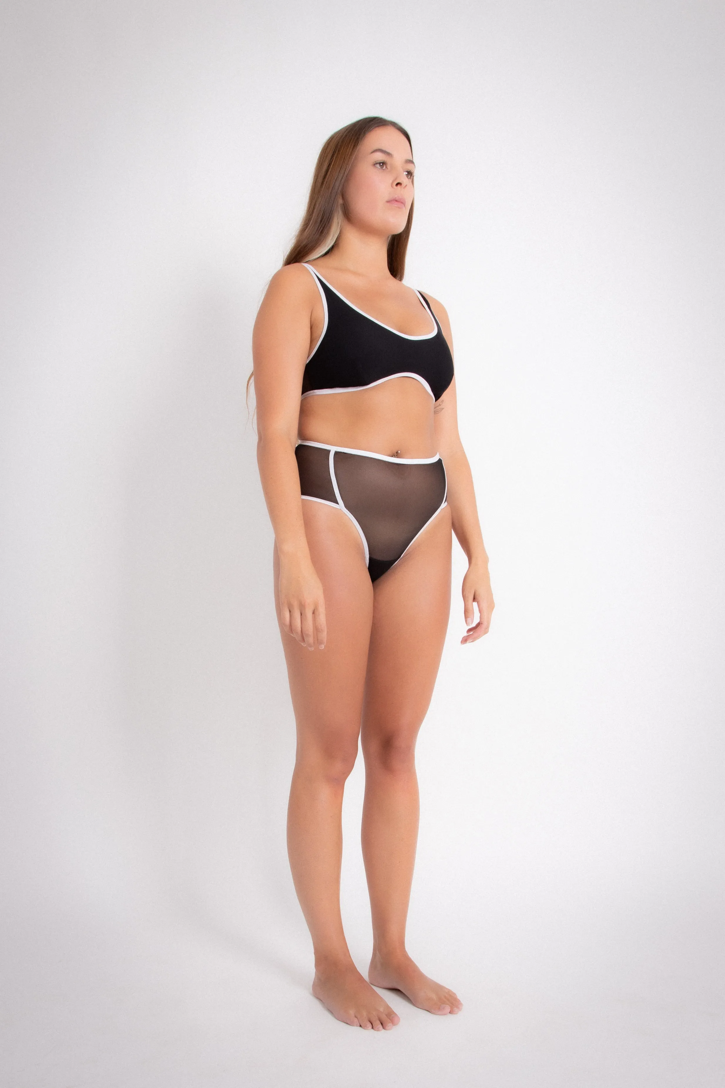 Alberta Bralette - White on Black (PO)