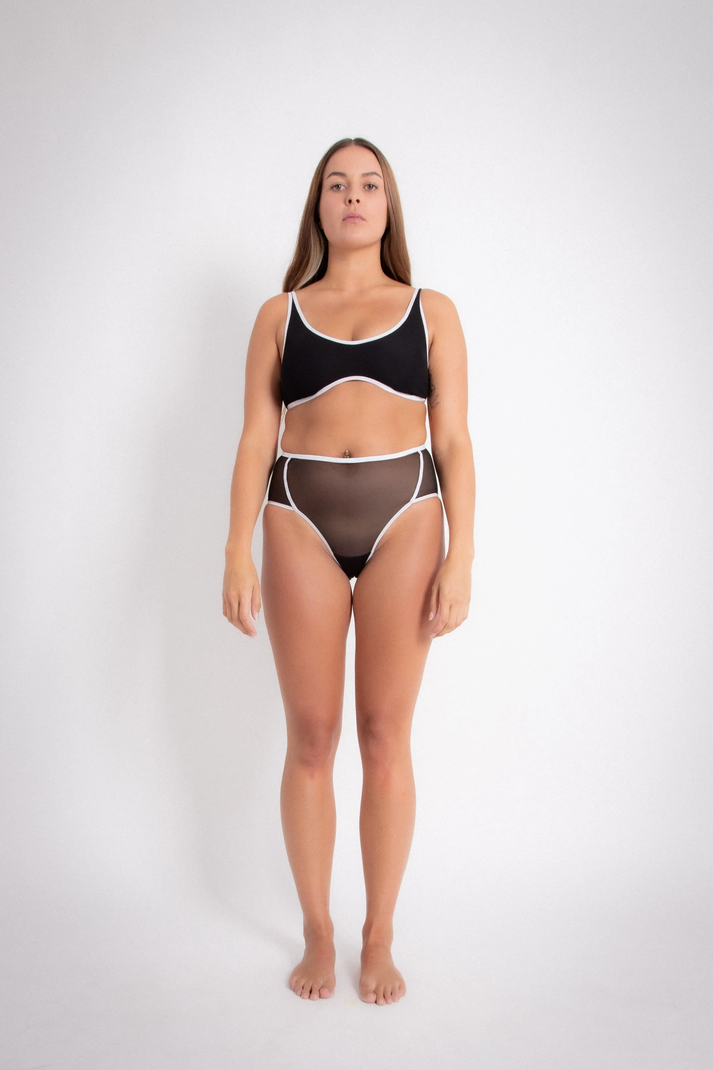 Alberta Bralette - White on Black (PO)