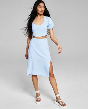 And Now This Women's Side-Slit Midi Skirt Chambray Size L