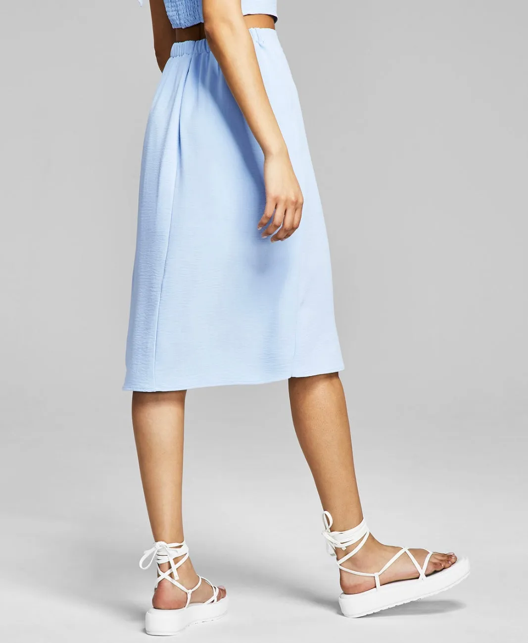 And Now This Women's Side-Slit Midi Skirt Chambray Size L