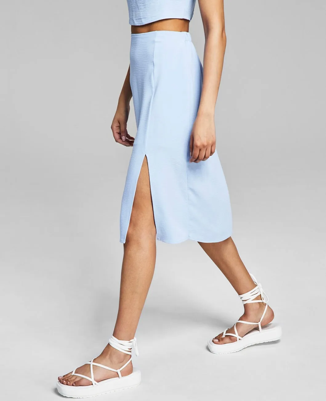 And Now This Women's Side-Slit Midi Skirt Chambray Size L