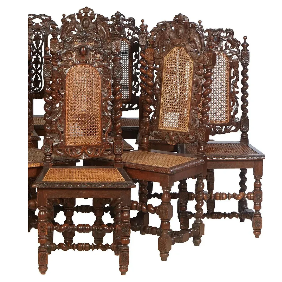 Antique Dining Chairs, Near Set of Ten French Carved Louis XIII Style, 1800's!!