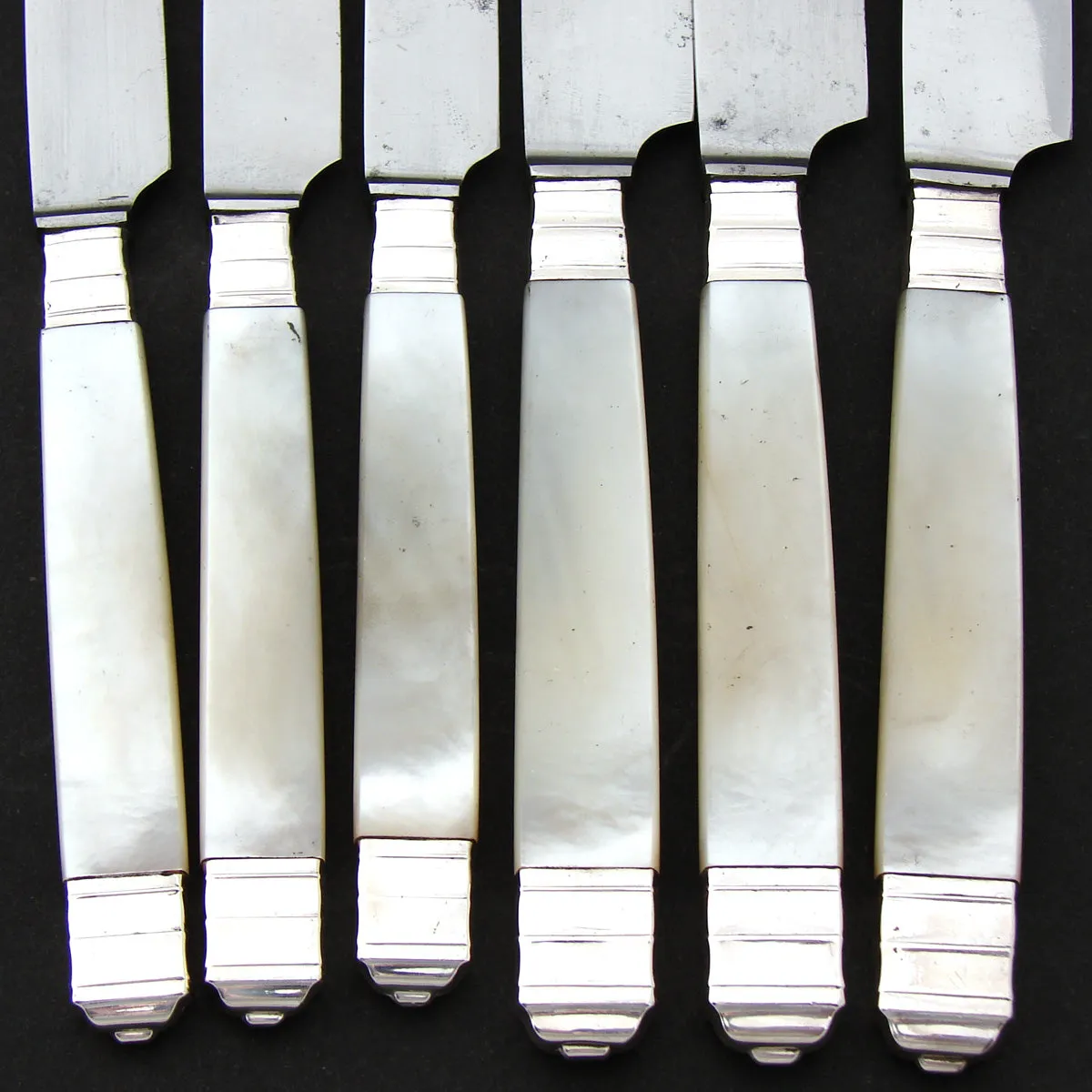 Antique French 22pc .800 (nearly sterling) Silver & Mother of Pearl Dinner Knife Set