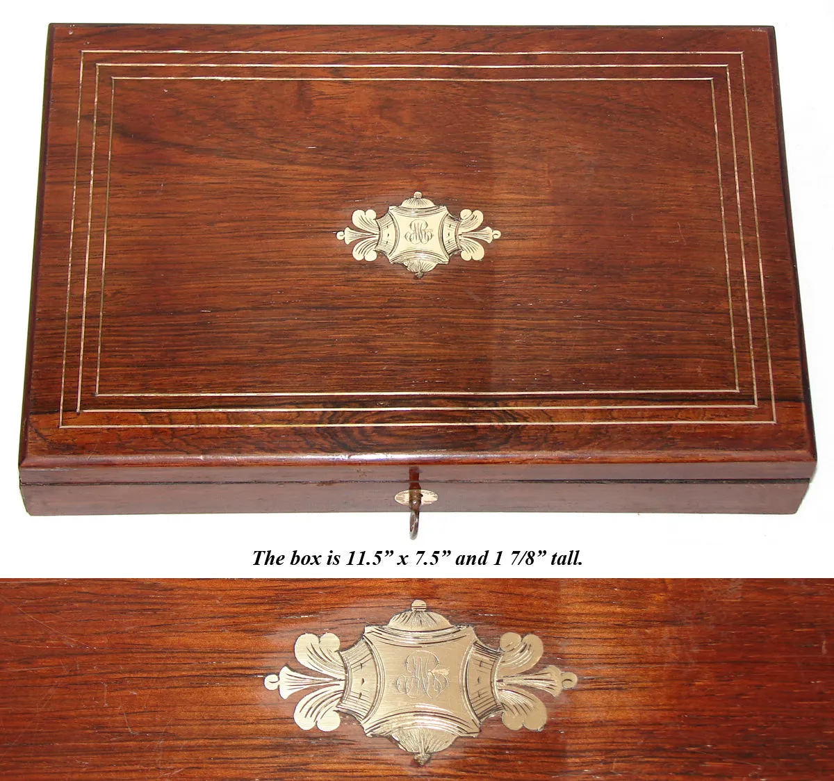 Antique French Watercolor Aquarelle Painting Artist's Box, Elegant Boulle Rosewood Chest