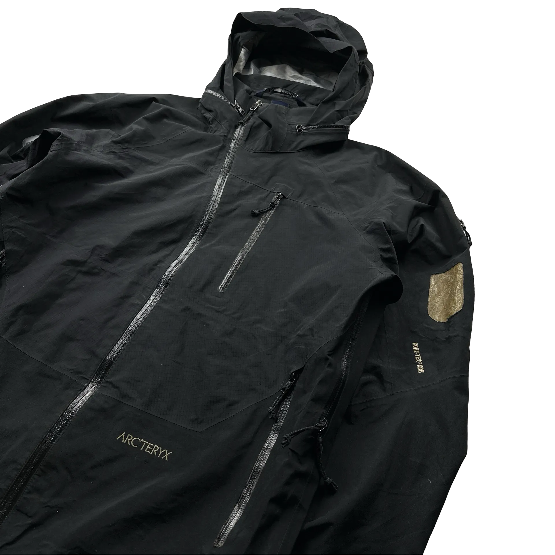 Arcteryx Black Goretex Asymmetric Windbreaker Jacket - Large