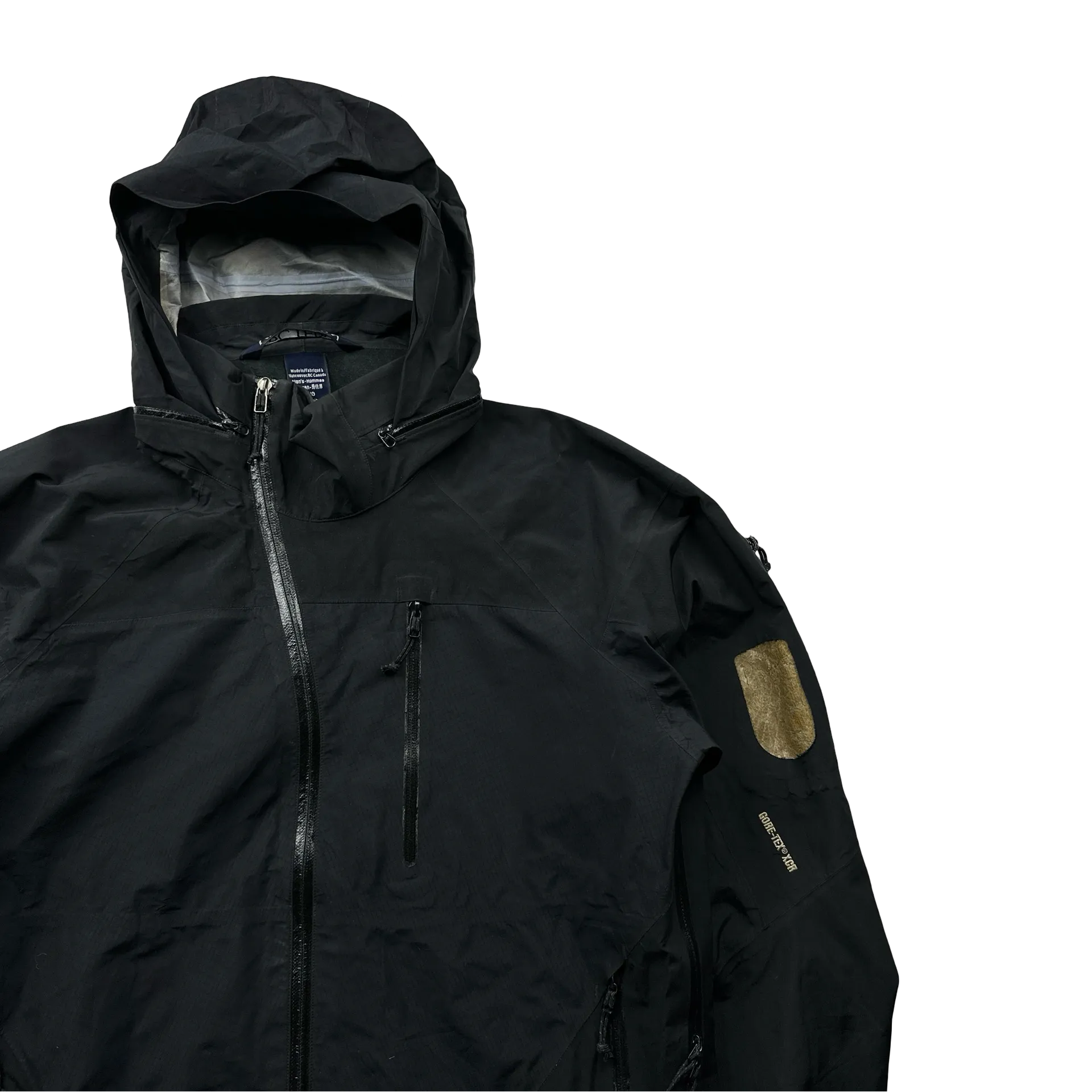 Arcteryx Black Goretex Asymmetric Windbreaker Jacket - Large
