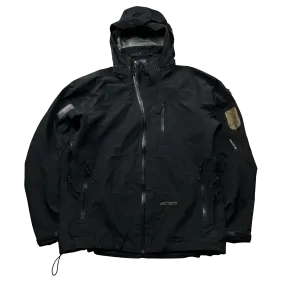 Arcteryx Black Goretex Asymmetric Windbreaker Jacket - Large