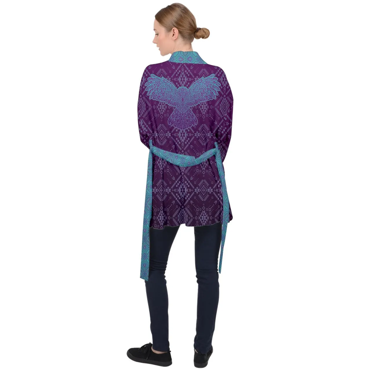 Aztek Owl Velvet Kimono Robe