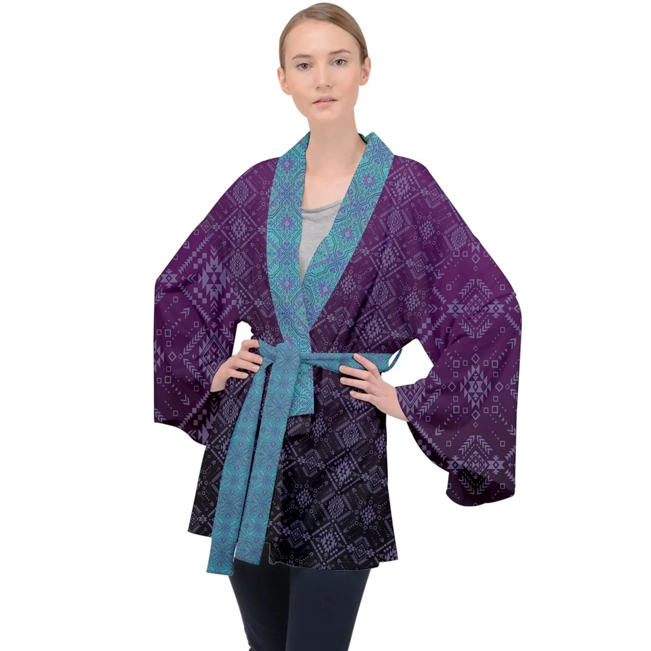 Aztek Owl Velvet Kimono Robe