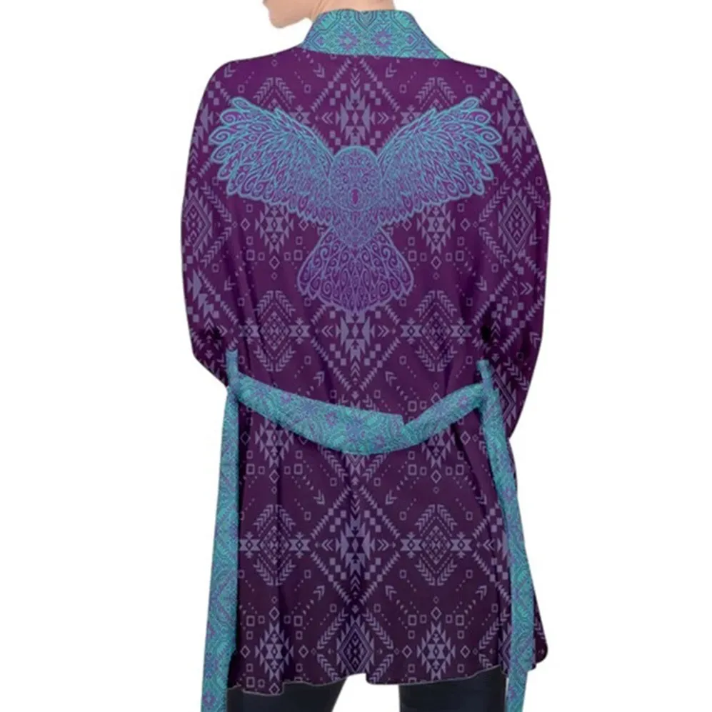 Aztek Owl Velvet Kimono Robe