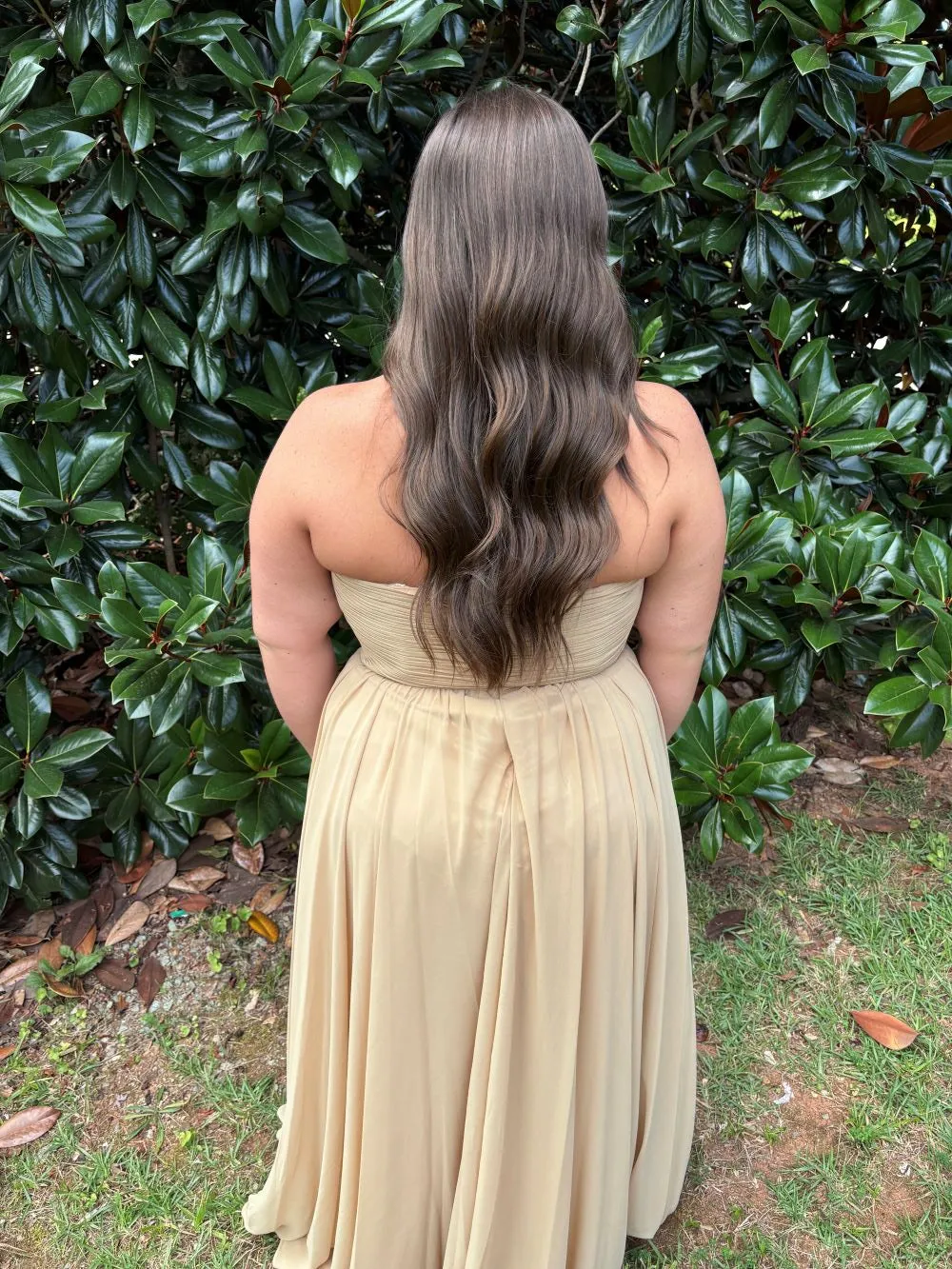 B96013 Champagne Chiffon Bridesmaids Dress