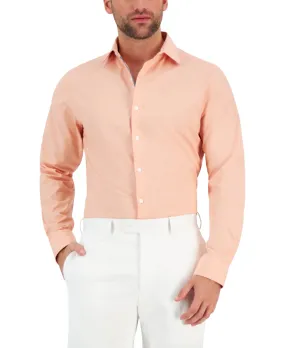 Bar III Mens Chambray Button Down Dress Shirt Apricot Orange XL 17 17.5