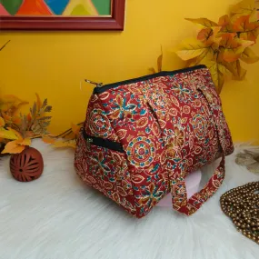 Barrel Handbags Light Red Color Prints