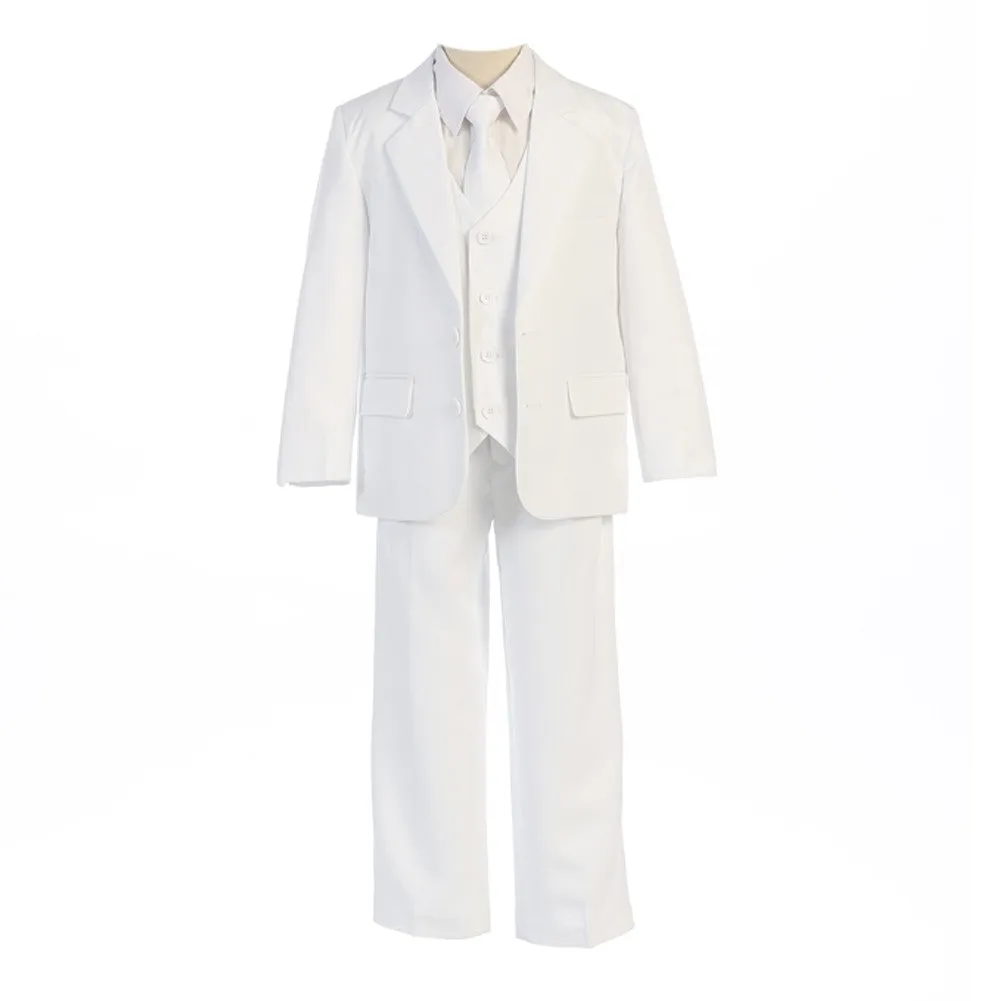 Big Boys White Button Jacket Vest Shirt Tie Pant Suit 8-20 Husky