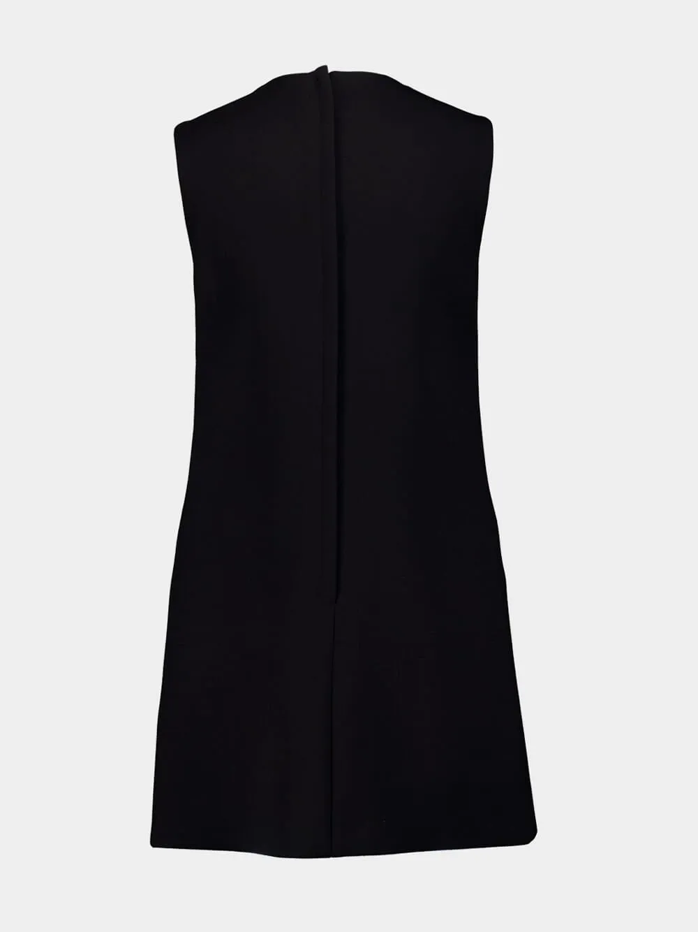 Black Mini Sleeveless Dress with Front Zipper Detail
