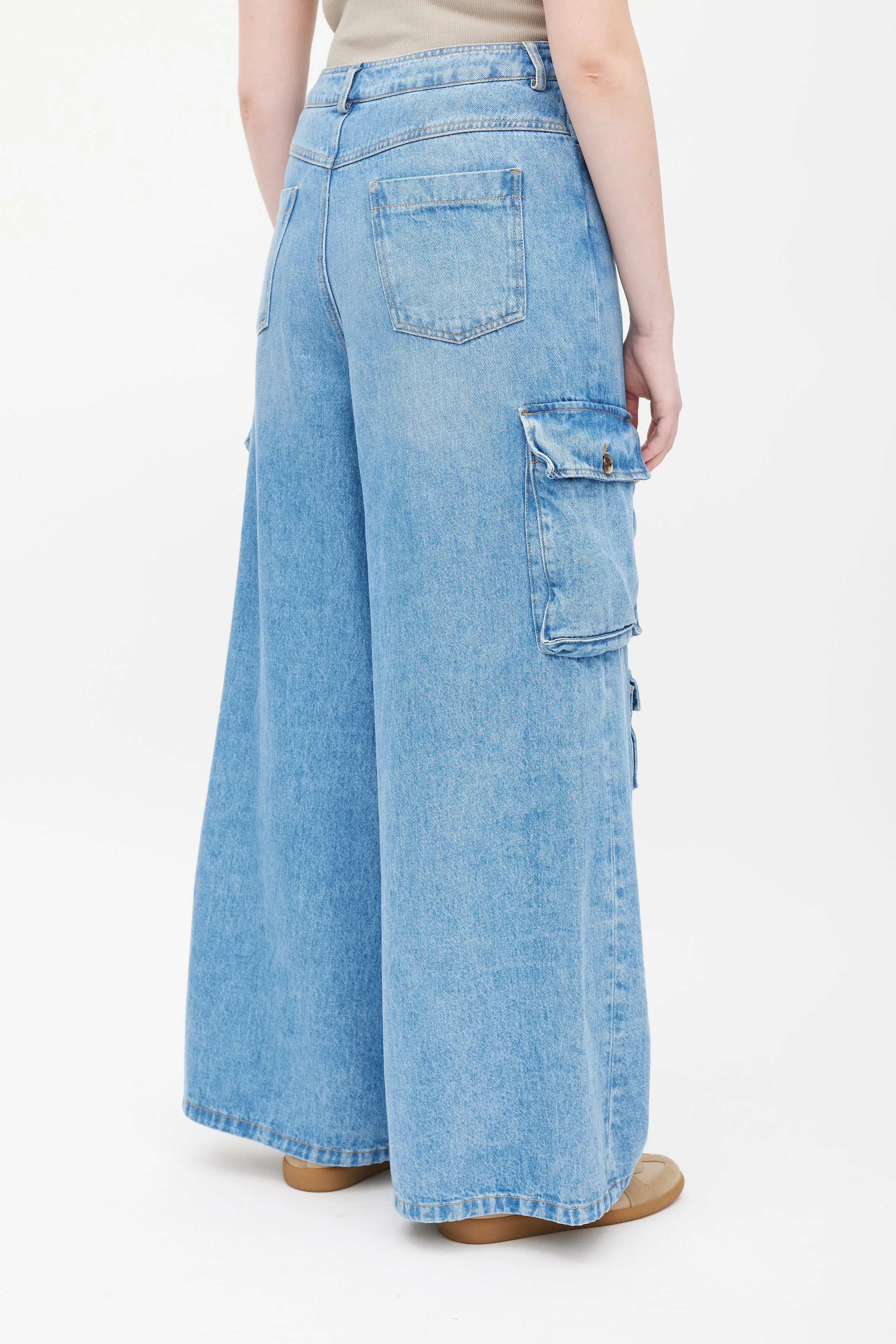 Blue Medium Wash Hailey Cargo Jeans