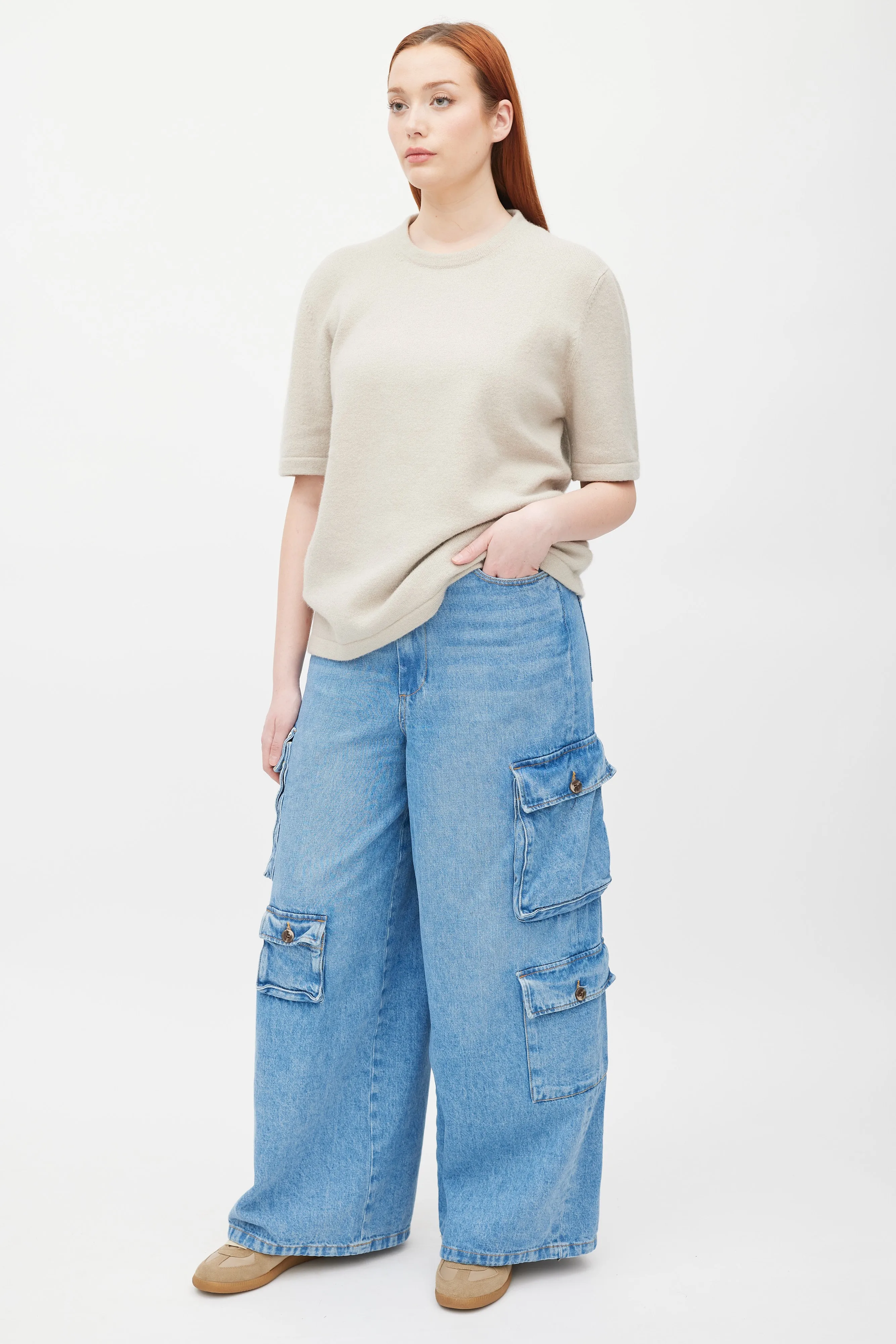 Blue Medium Wash Hailey Cargo Jeans