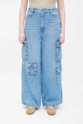 Blue Medium Wash Hailey Cargo Jeans