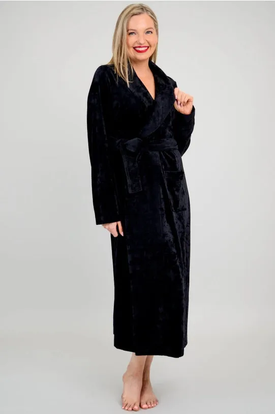 Blue Sky - Velvet Robe, Black, Bamboo