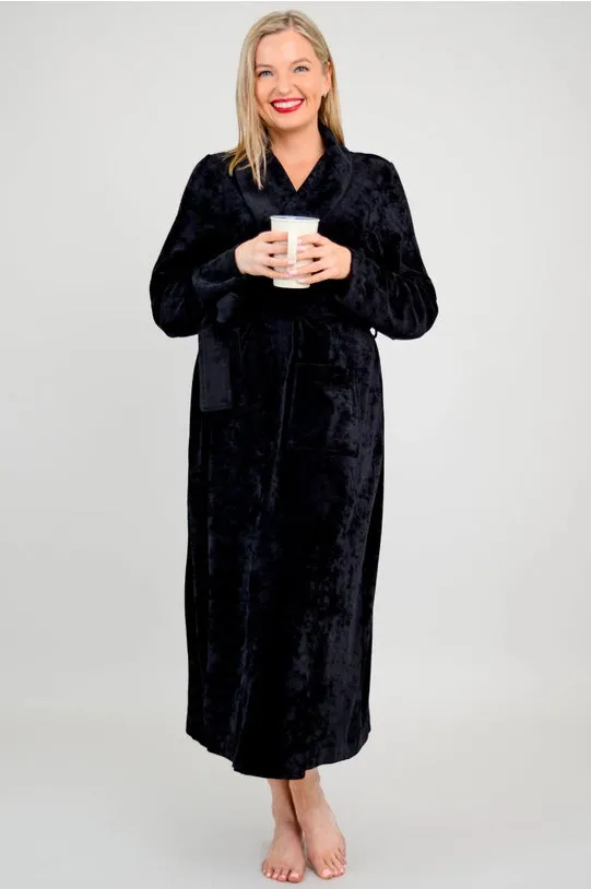 Blue Sky - Velvet Robe, Black, Bamboo