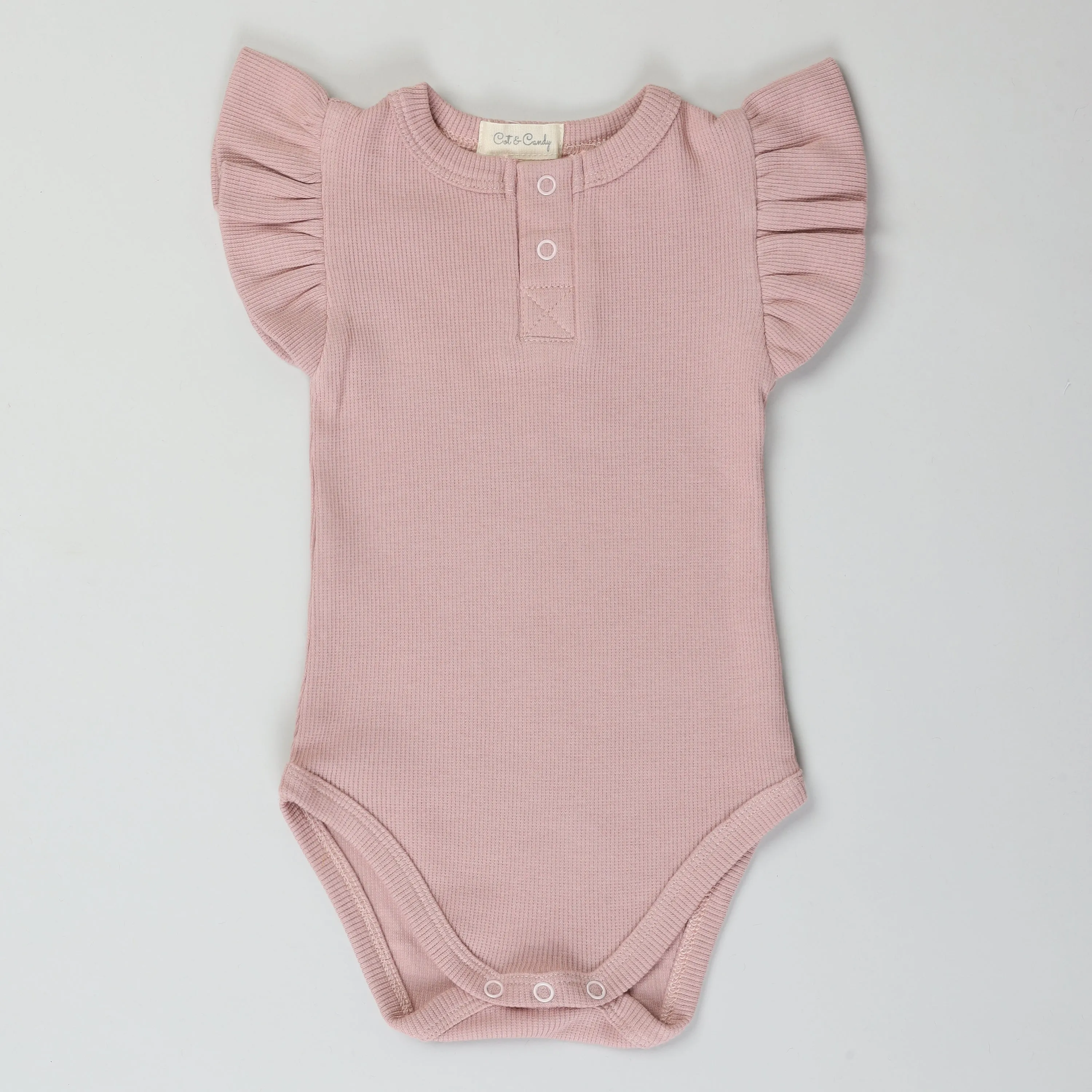 Blush Pink Organic Sleeveless Frill Bodysuit
