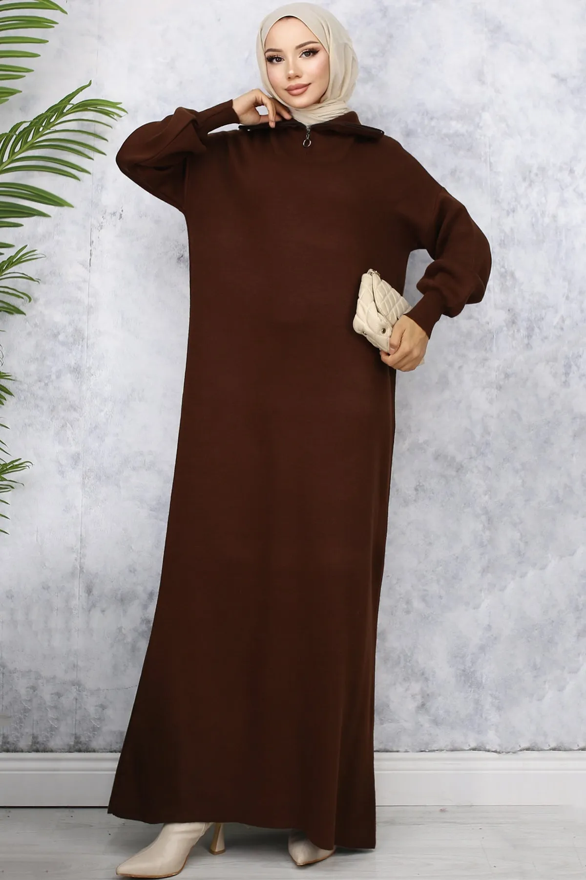 BNG Women Brown Zippered Knit Dress - Eagle Mountain