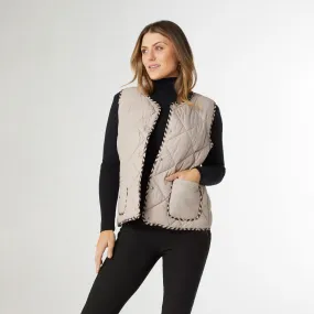 Braylin Reversible Quilted Vest - Khaki - Final Sale