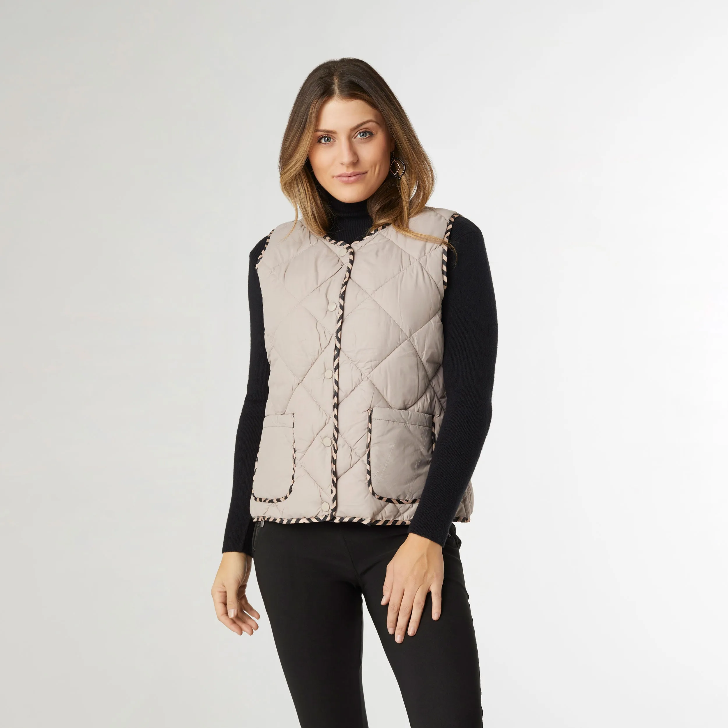 Braylin Reversible Quilted Vest - Khaki - Final Sale