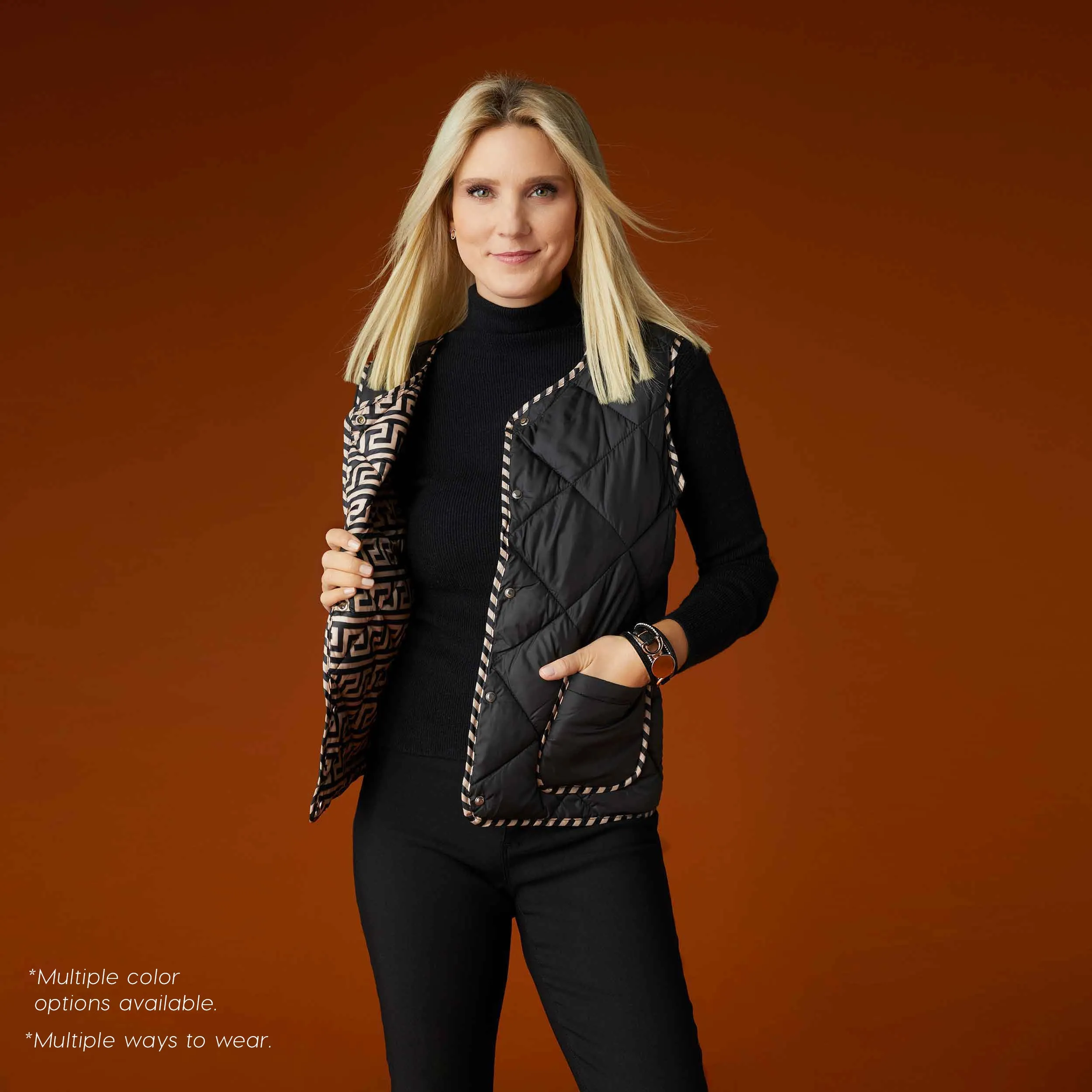 Braylin Reversible Quilted Vest - Khaki - Final Sale