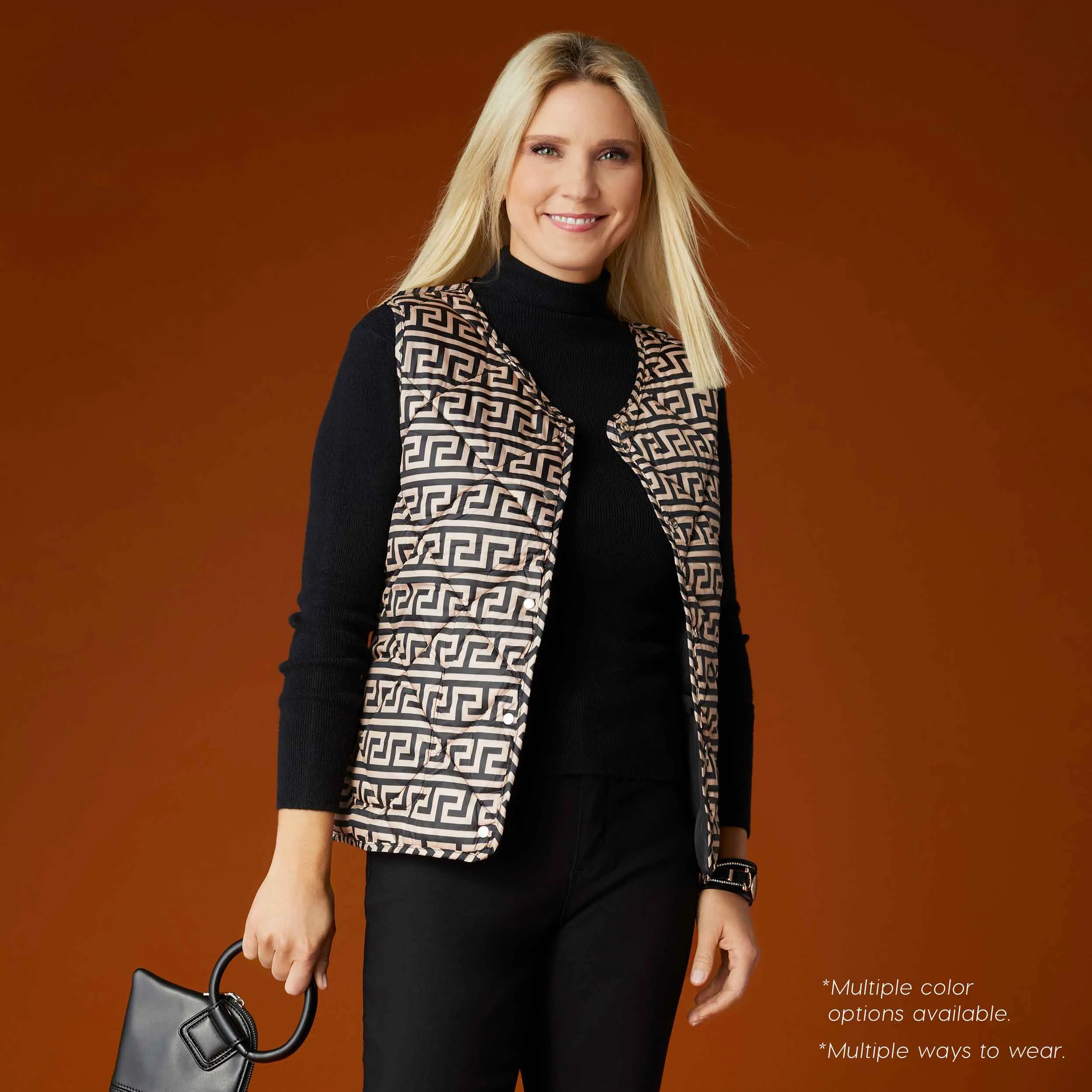 Braylin Reversible Quilted Vest - Khaki - Final Sale