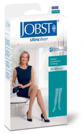 BSN Medical 119654 Jobst Medical Compression Stockings Thigh High w/Lace Silicone Strip 20-30 mmHg, UltraSheer, Petite Length, Large, Natural Color