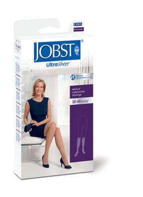 BSN Medical 119754 Jobst Medical Compression Stockings Knee High 30-40 mmHg, UltraSheer, Open Toe, Standard Length, Small Size, Natural Color