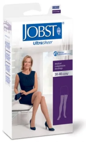BSN Medical 122269 Jobst Medical Compression Stockings Thigh High w/Lace Silicone Strip 30-40mmHg UltraSheer, Standard Length, X-Large, Natural Color