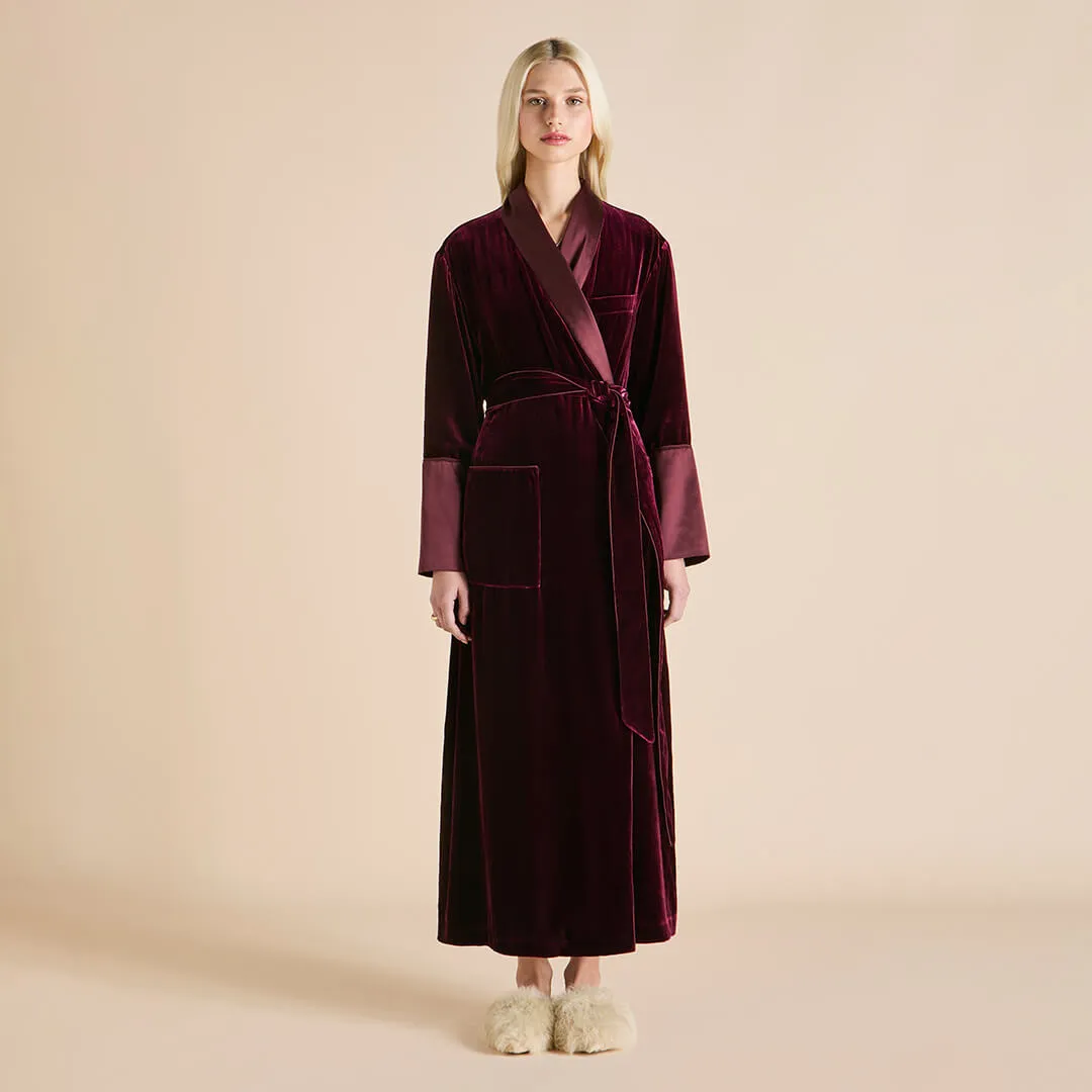 Capability Burgundy Robe in Silk Velvet