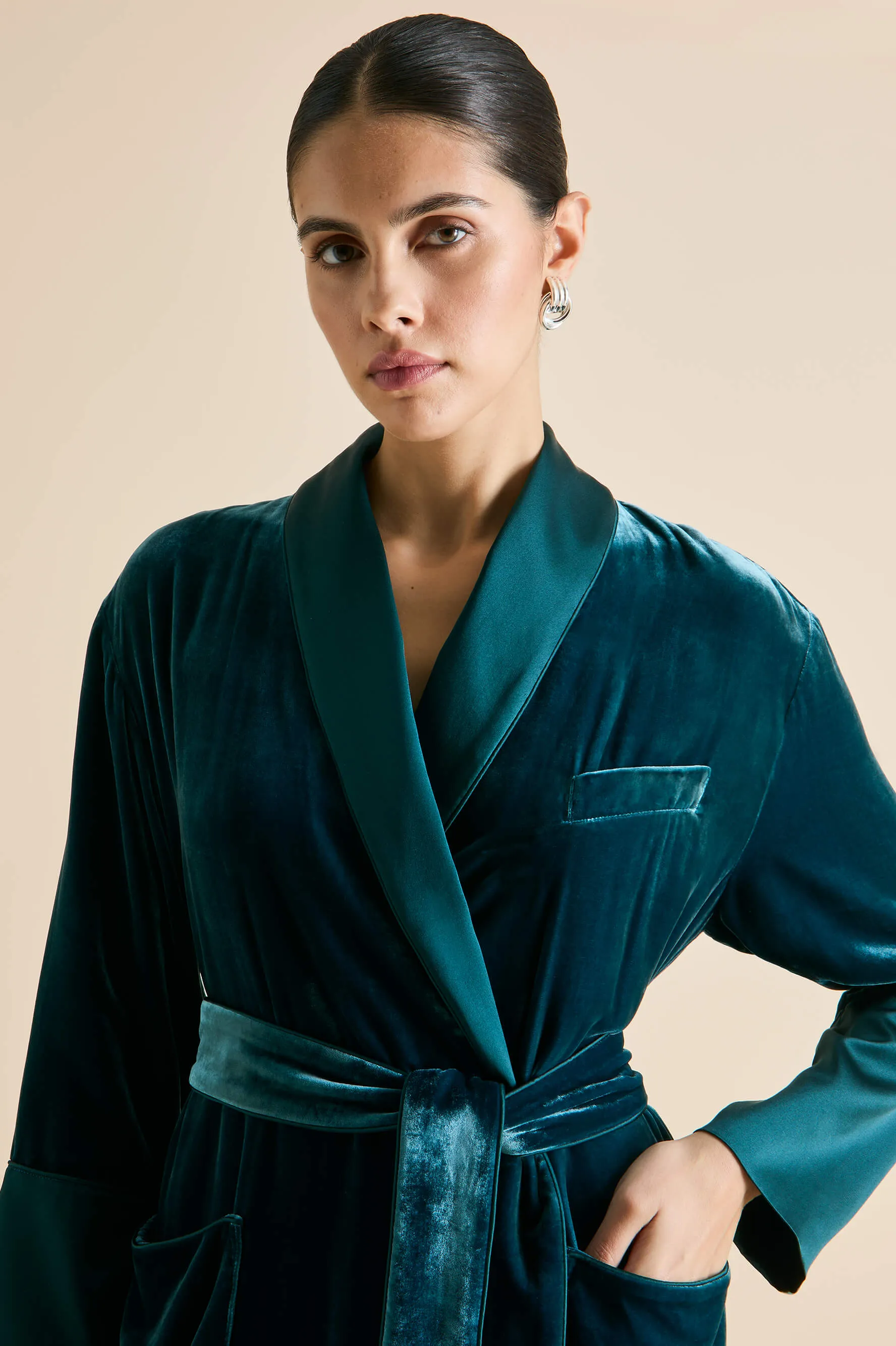 Capability Ocean Blue Robe in Silk Velvet