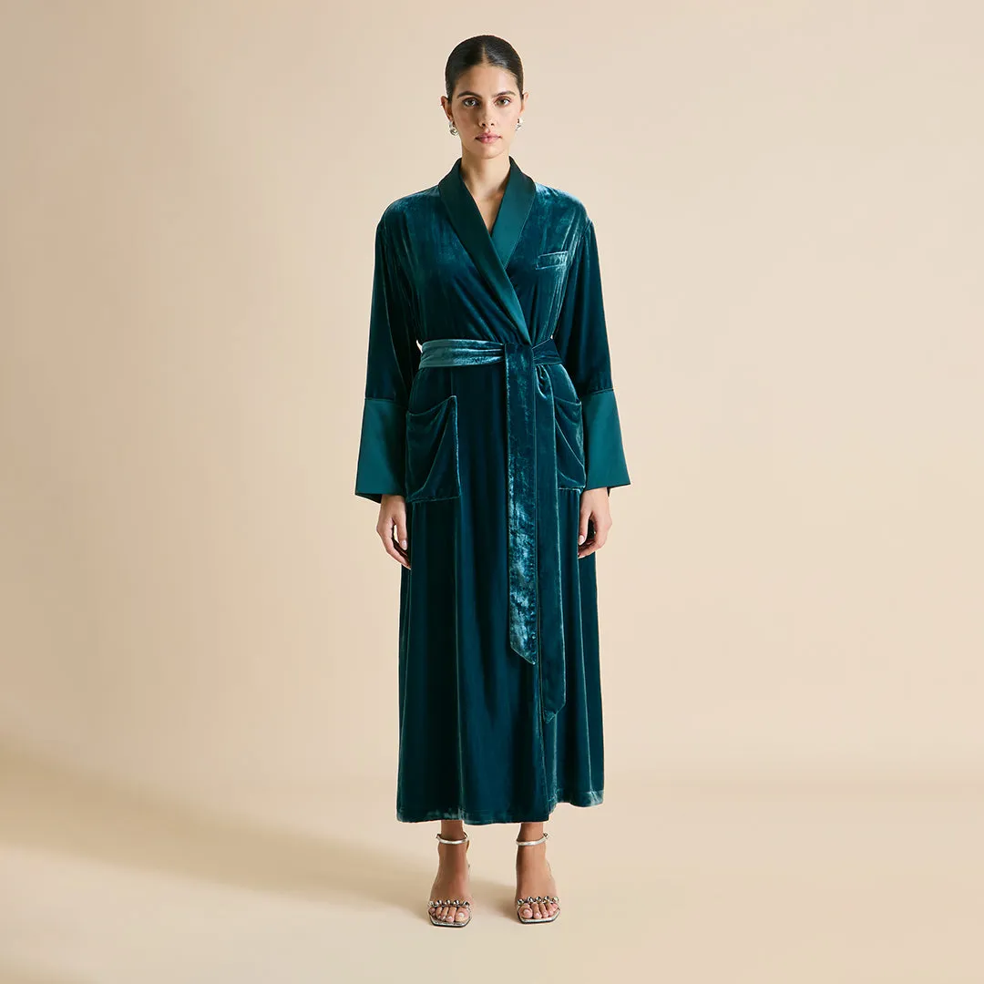 Capability Ocean Blue Robe in Silk Velvet