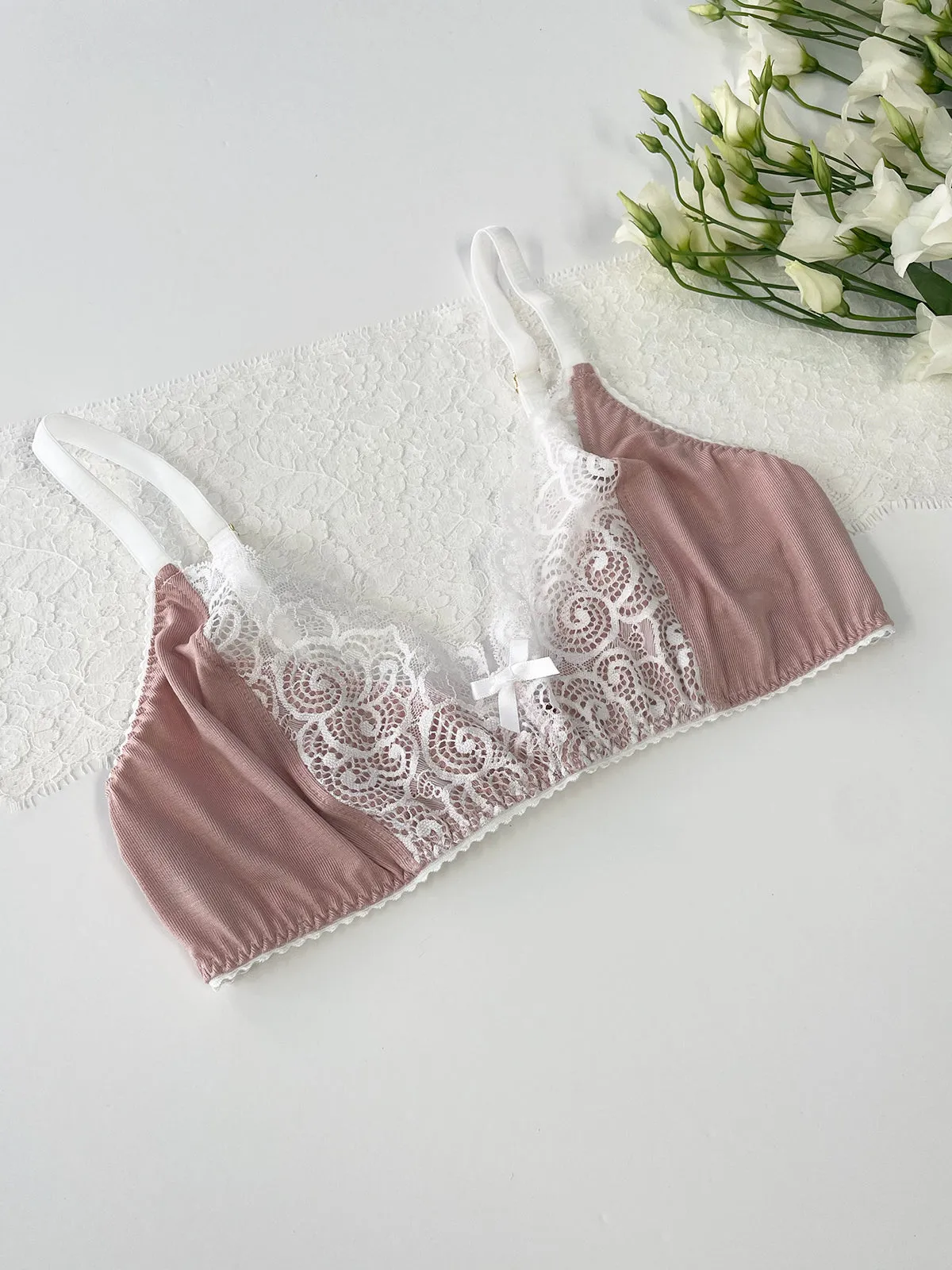 Charlotte Pink Organic Bamboo Jersey Bralette