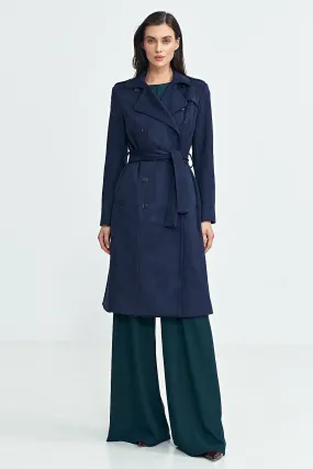 Classic Above Knee Coat in Navy Blue