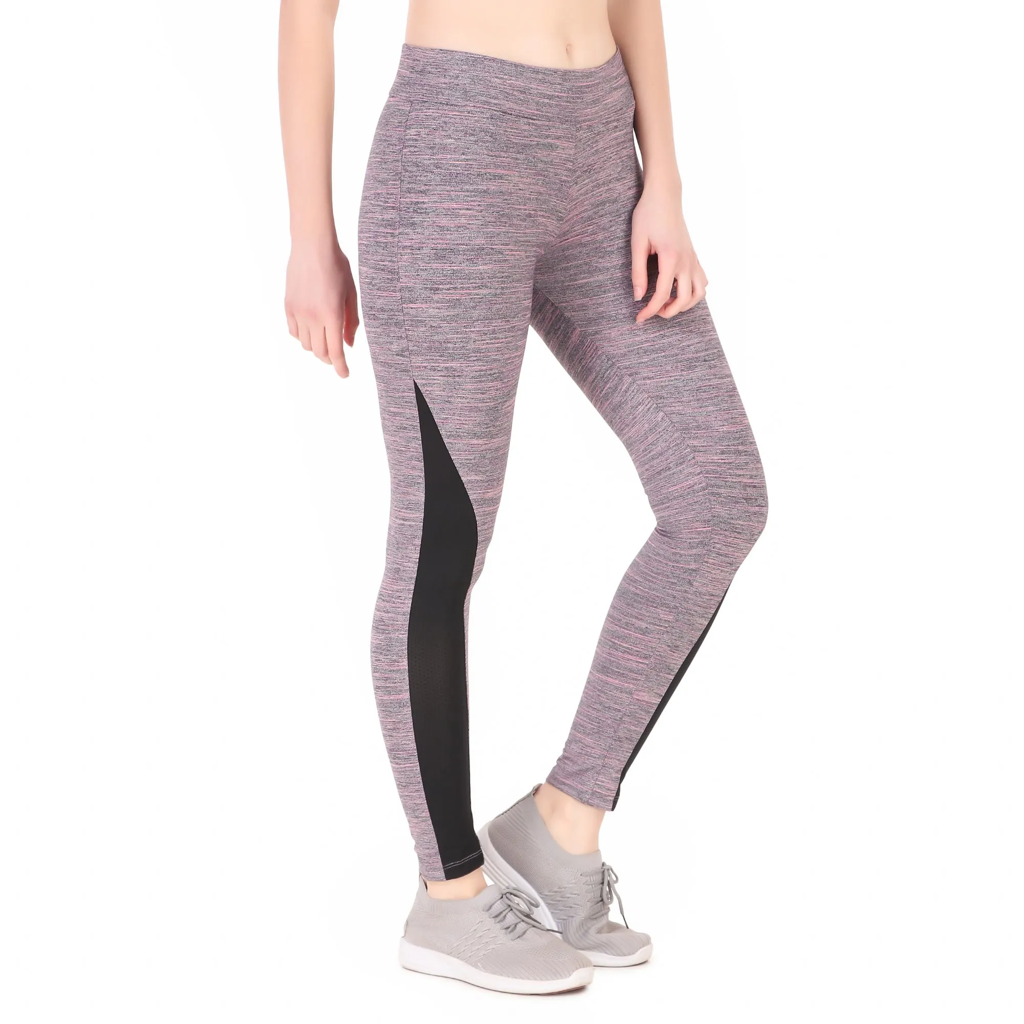Color-block Legging/Tights For Women (Pink Melange)