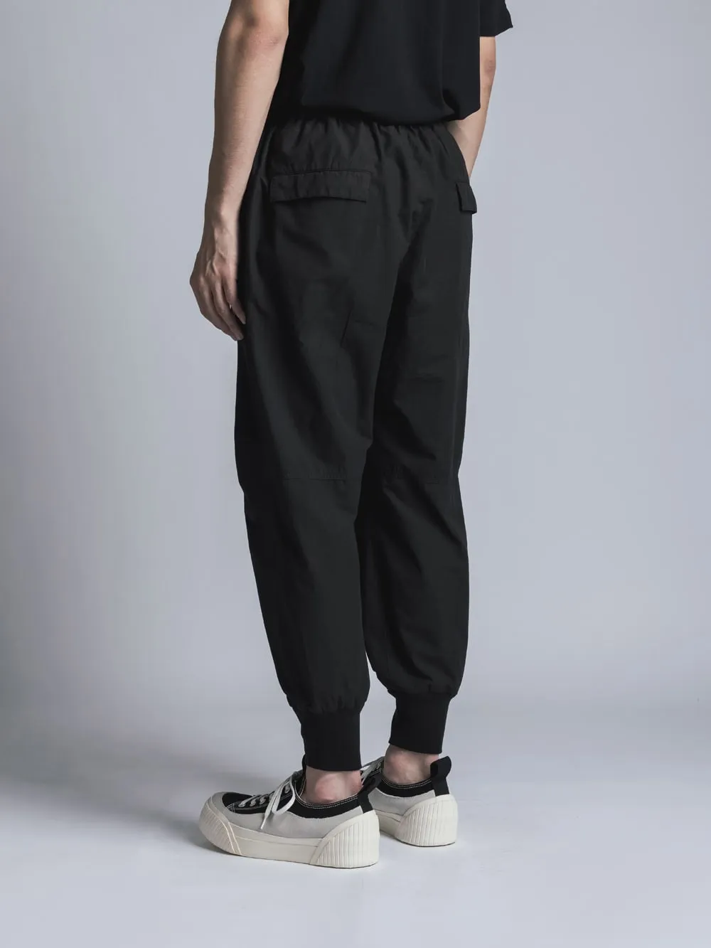 Cotton Linen Garment-Dyed Rib Pants  Black