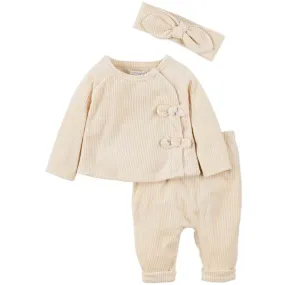 Cream Velour Three Piece Set