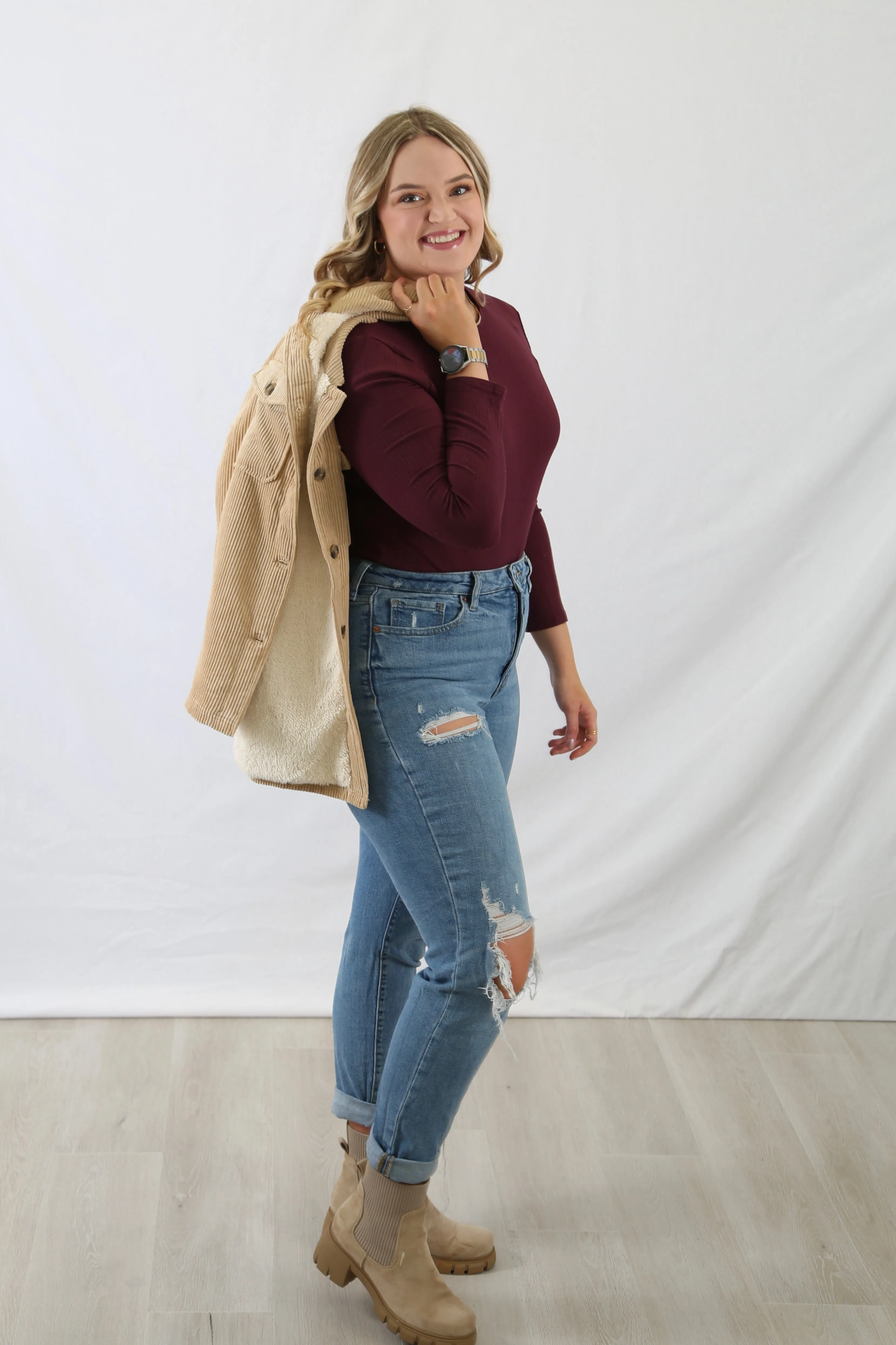Curvy Rib Knit Bodysuit - Final Sale