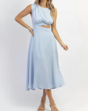 Cutout Linen Midi Dress In Sky Blue | Sky Blue