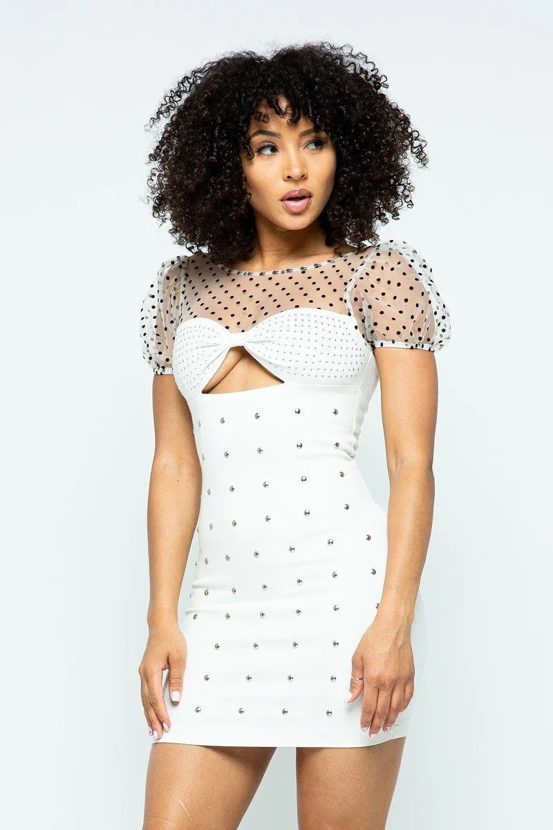 Cutout Mini Dress With Studded Detail