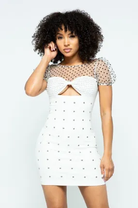 Cutout Mini Dress With Studded Detail